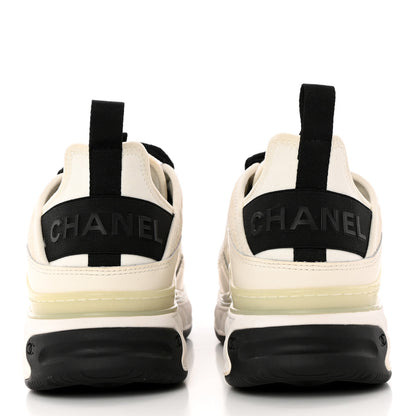 Chanel Velvet Calfskin Mixed Fibers CC Sneakers 37 Ivory Black 5 of 10