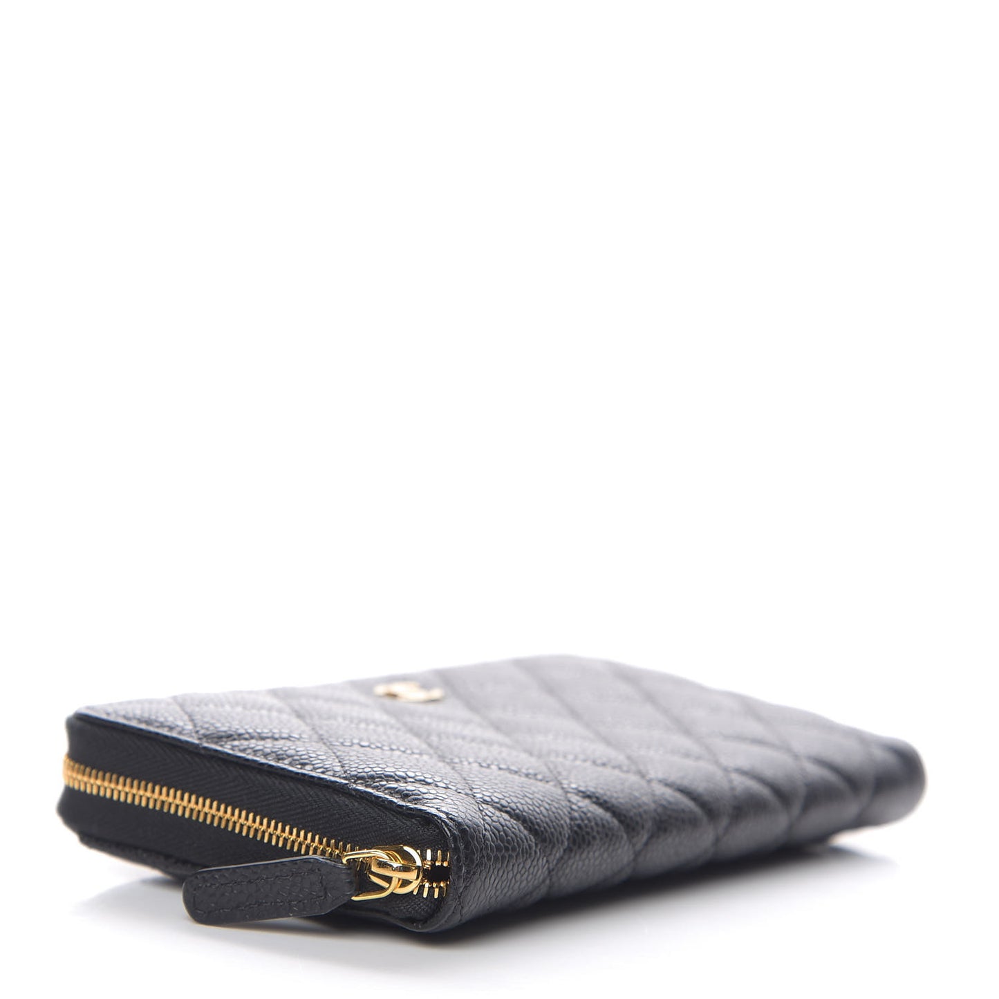 Caviar Quilted Large Gusset Zip Around Wallet Black