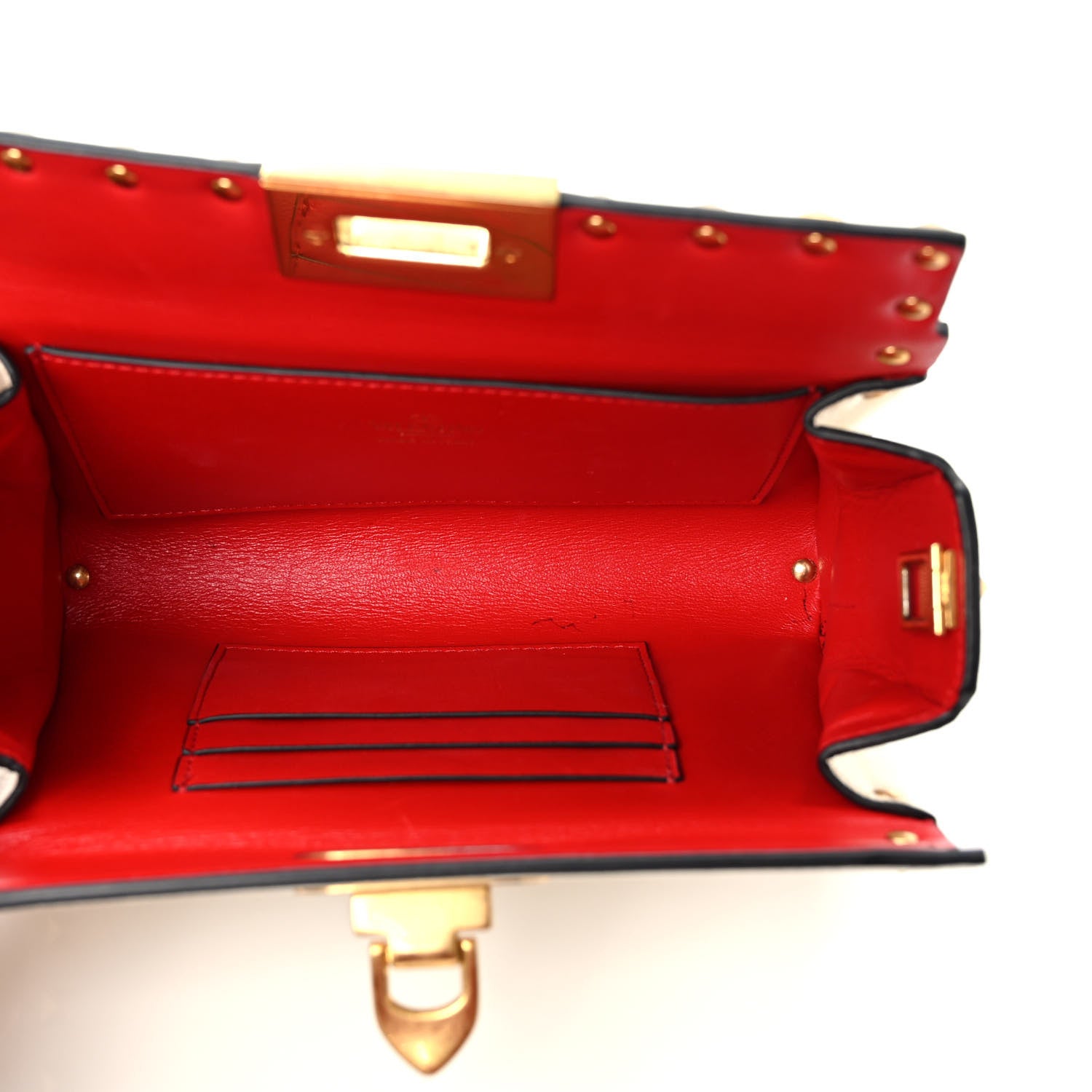 Valentino Garavani Grainy Calfskin Rockstud Alcove Box Clutch Ivory 5 of 9
