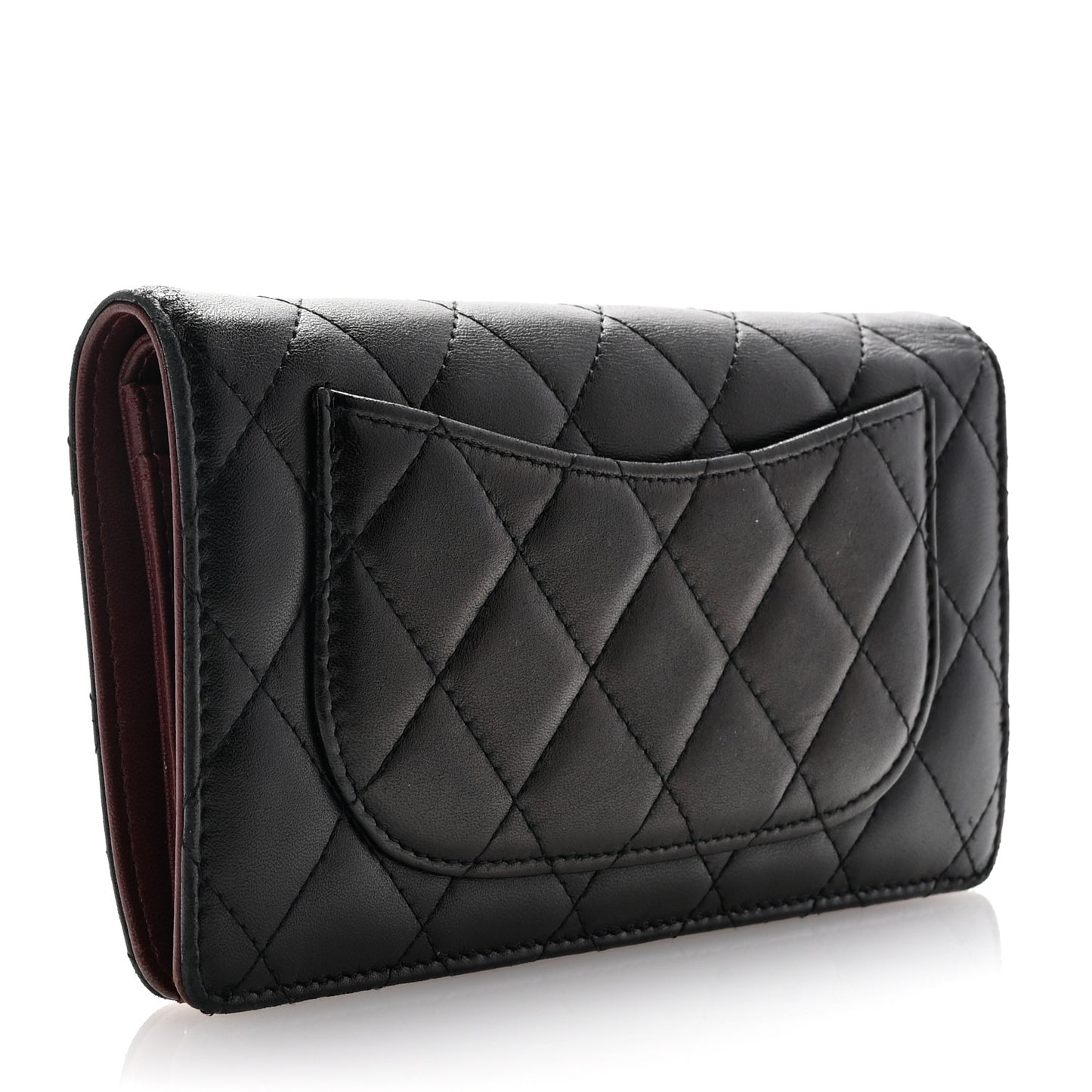Lambskin Quilted Yen Wallet Black