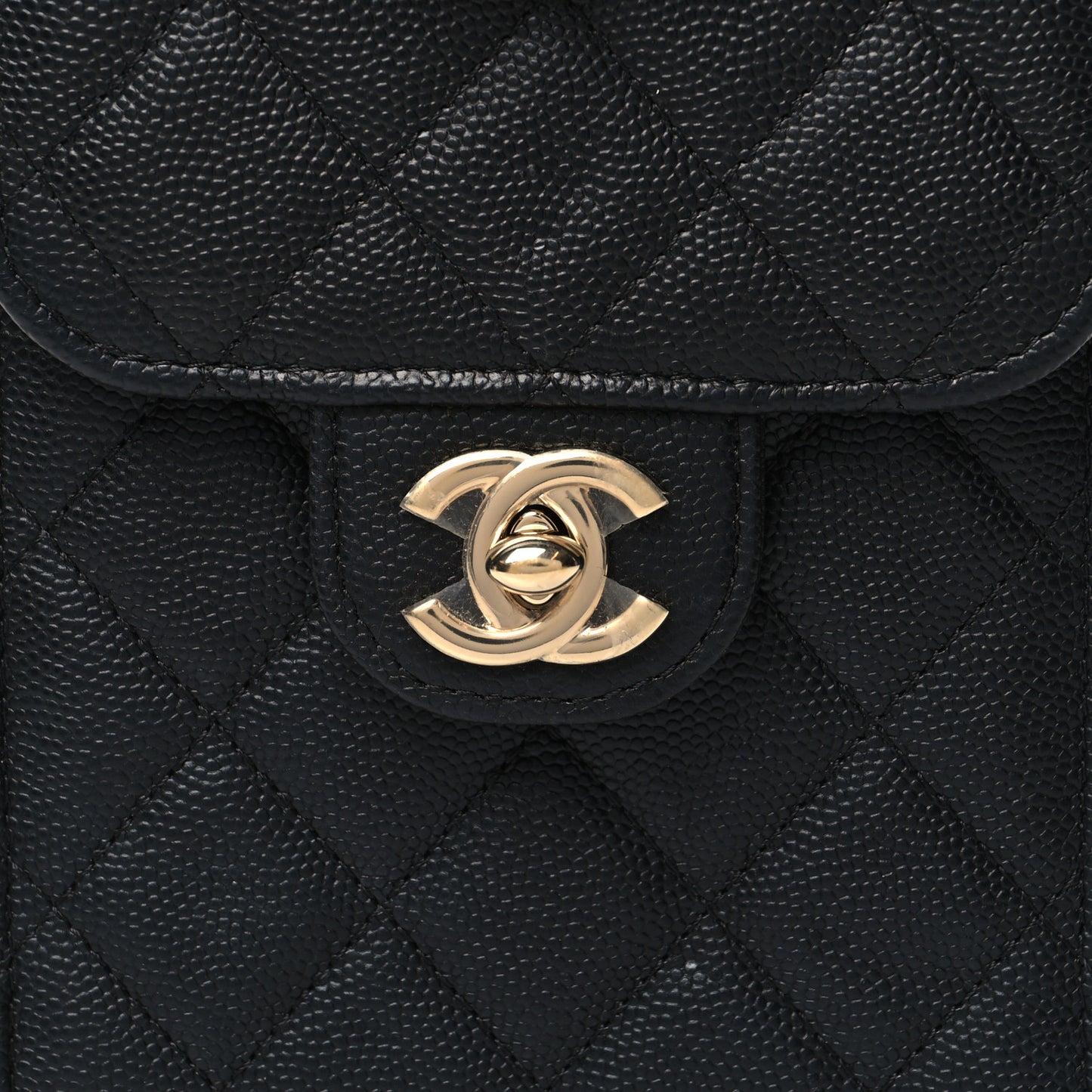 Caviar Quilted Classic Phone Holder Black