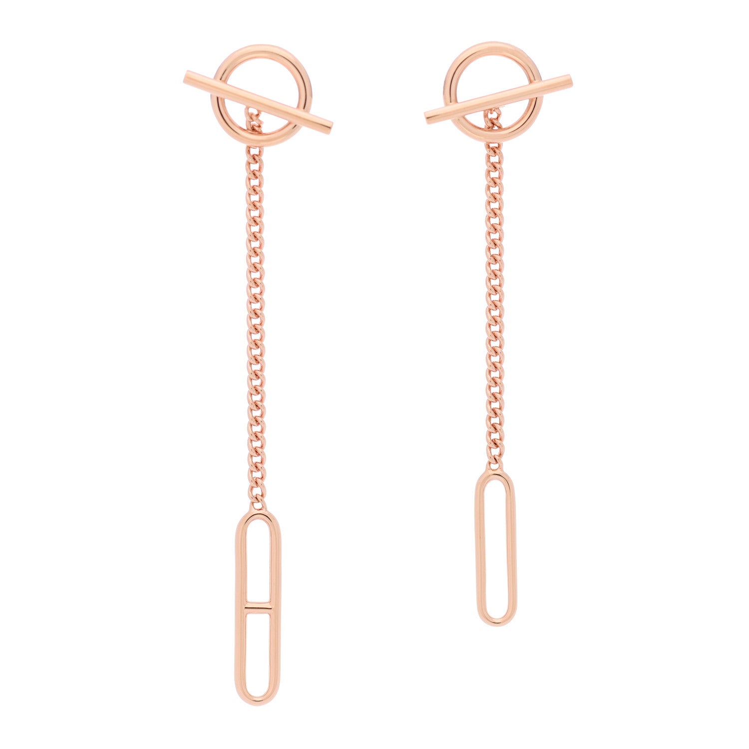 Hermes 18K Rose Gold Echappee Asymmetric Earrings 1 of 6