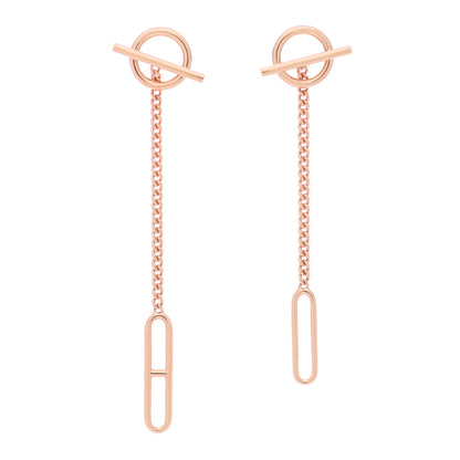 Hermes 18K Rose Gold Echappee Asymmetric Earrings 1 of 6