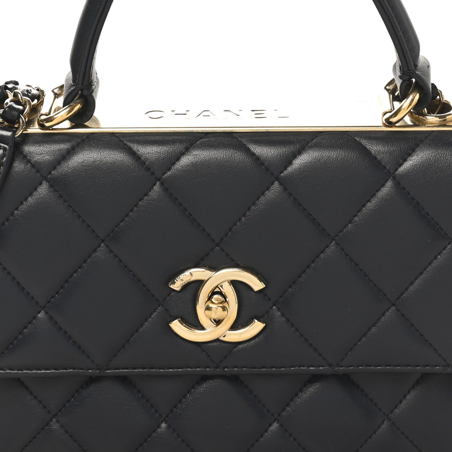 Lambskin Quilted Small Trendy CC Dual Handle Flap Bag Navy