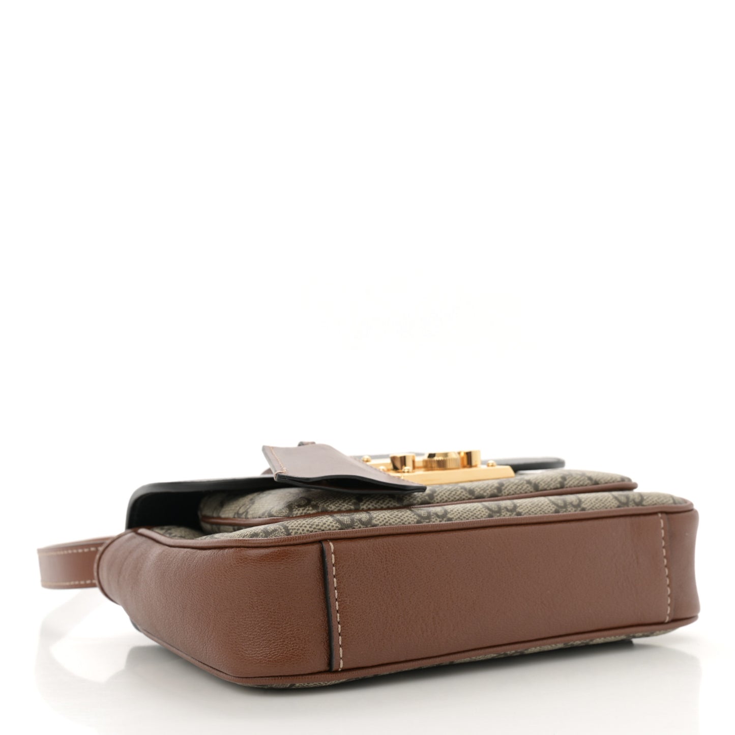 GG Supreme Monogram New Sakai Lux Calfskin Mini Padlock Flap Pocket Shoulder Bag Beige Ebony Black Cuir