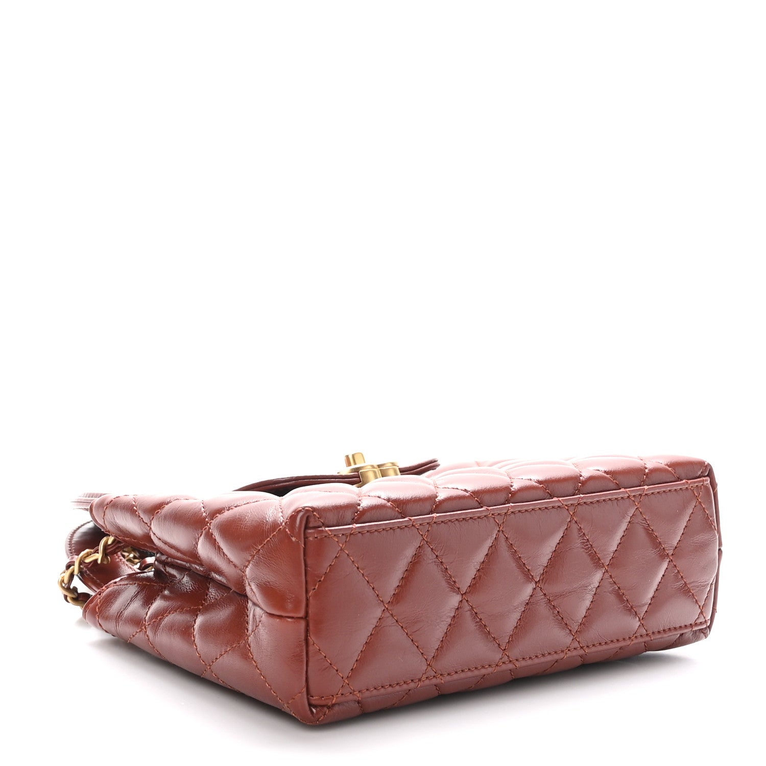 Chanel Shiny Aged Calfskin Quilted Nano Kelly Shopper Brown 4 of 11