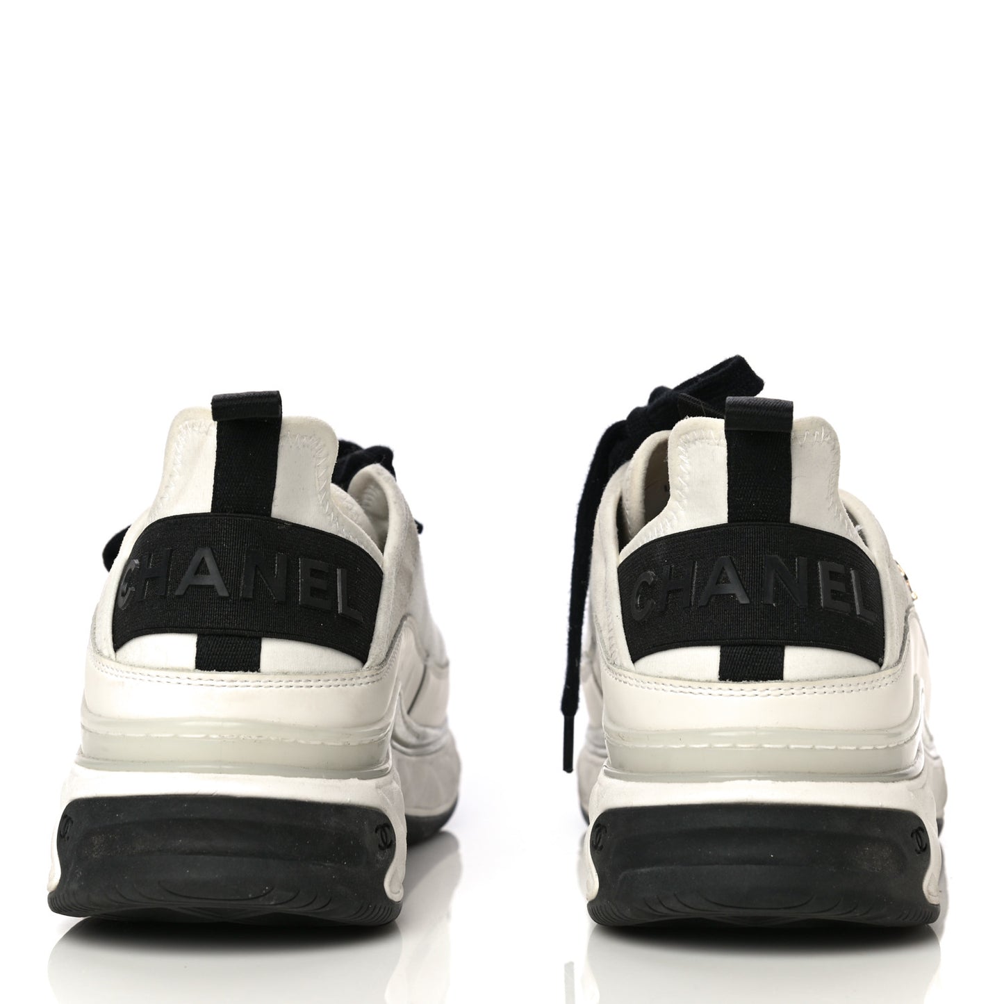 Velvet Calfskin Mixed Fibers CC Sneakers 40 Ivory Black