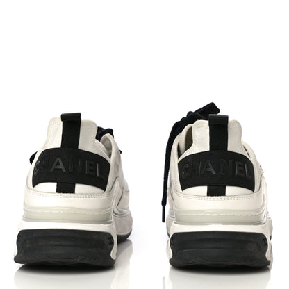 Chanel Velvet Calfskin Mixed Fibers CC Sneakers 40 Ivory Black 7 of 16