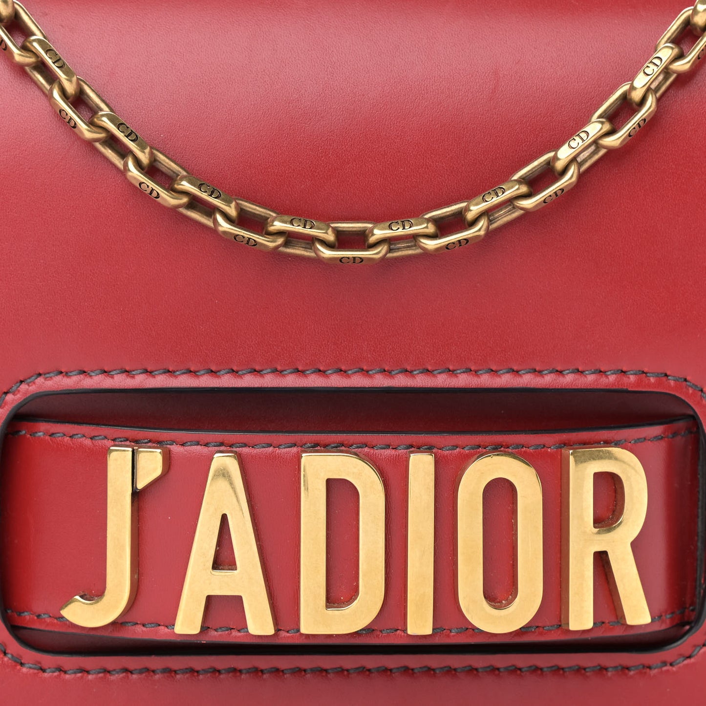 Calfskin J'Adior Chain Flap Bag Red