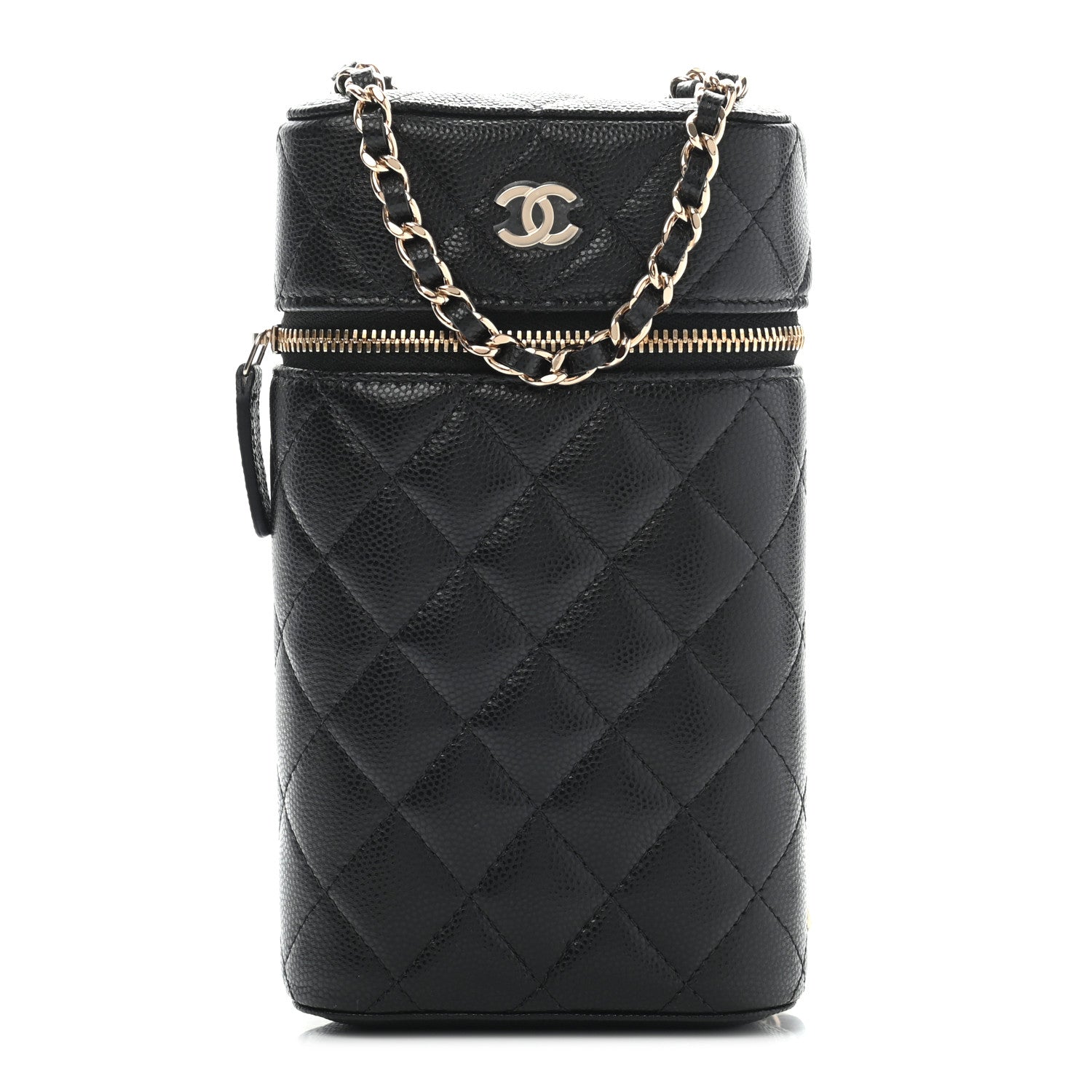 Chanel Caviar Quilted Phone Holder With Chain Black 1 of 9