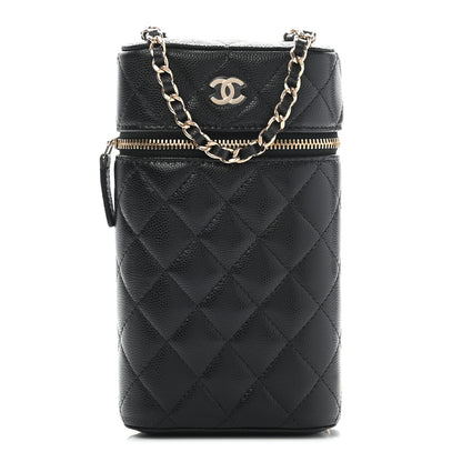 Chanel Caviar Quilted Phone Holder With Chain Black 1 of 9