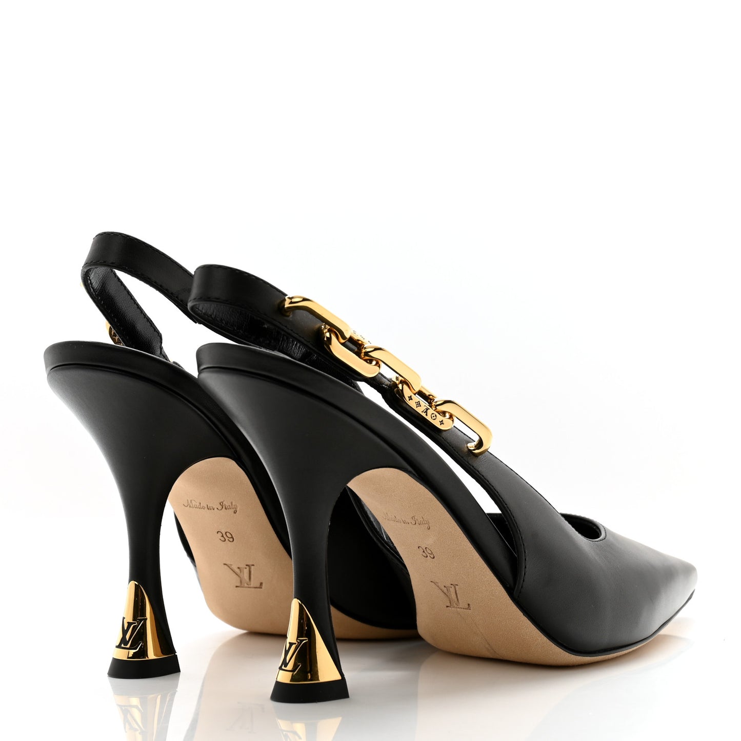 Calfskin Sparkle Slingback Pumps 39 Black