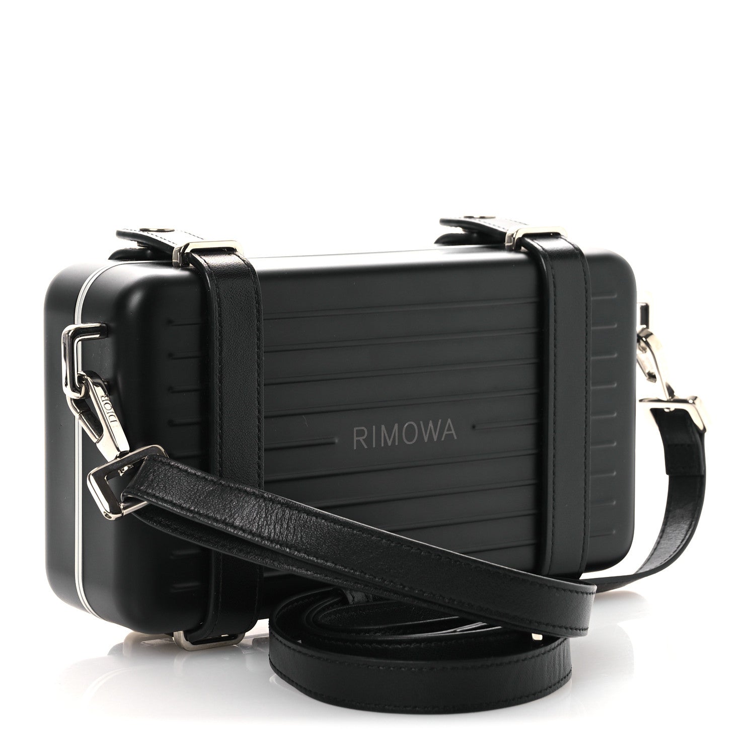 DIOR RIMOWA ブラックショルダーバッグ Christian Dior X RIMOWA Aluminum Personal Clutch On Strap Black