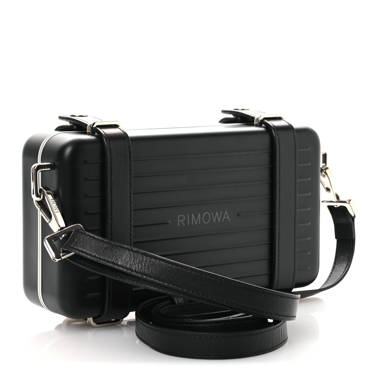 X RIMOWA Aluminum Personal Clutch On Strap Black