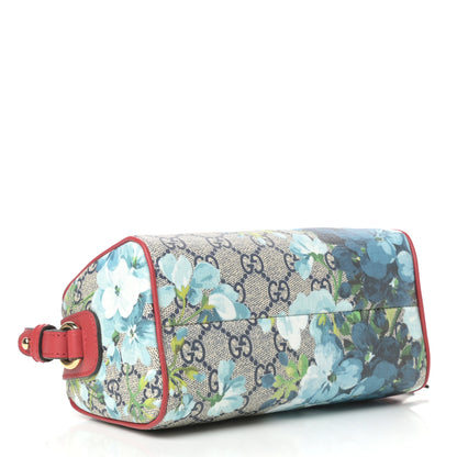Gucci GG Supreme Monogram Blooms Mini Boston Navy Blue Hibiscus 4 of 10