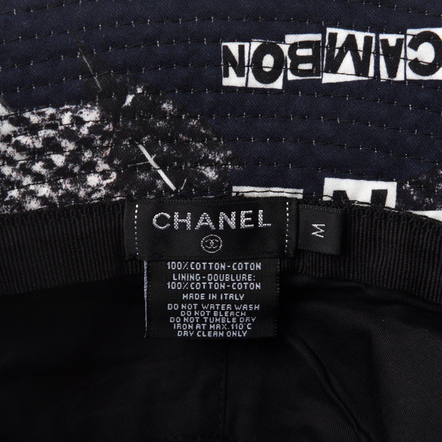 Chanel Cotton Coco Print Bucket Hat M Navy Black White 7 of 7