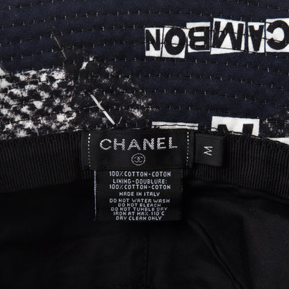 Chanel Cotton Coco Print Bucket Hat M Navy Black White 7 of 7