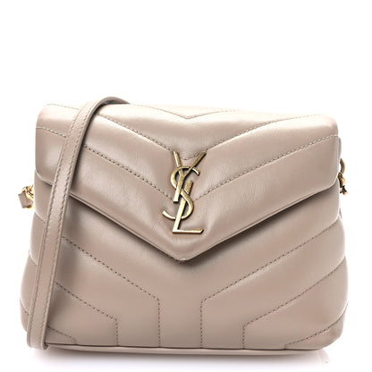 Saint Laurent Calfskin Y Quilted Monogram Toy Loulou Crossbody Bag Taupe 1 of 15