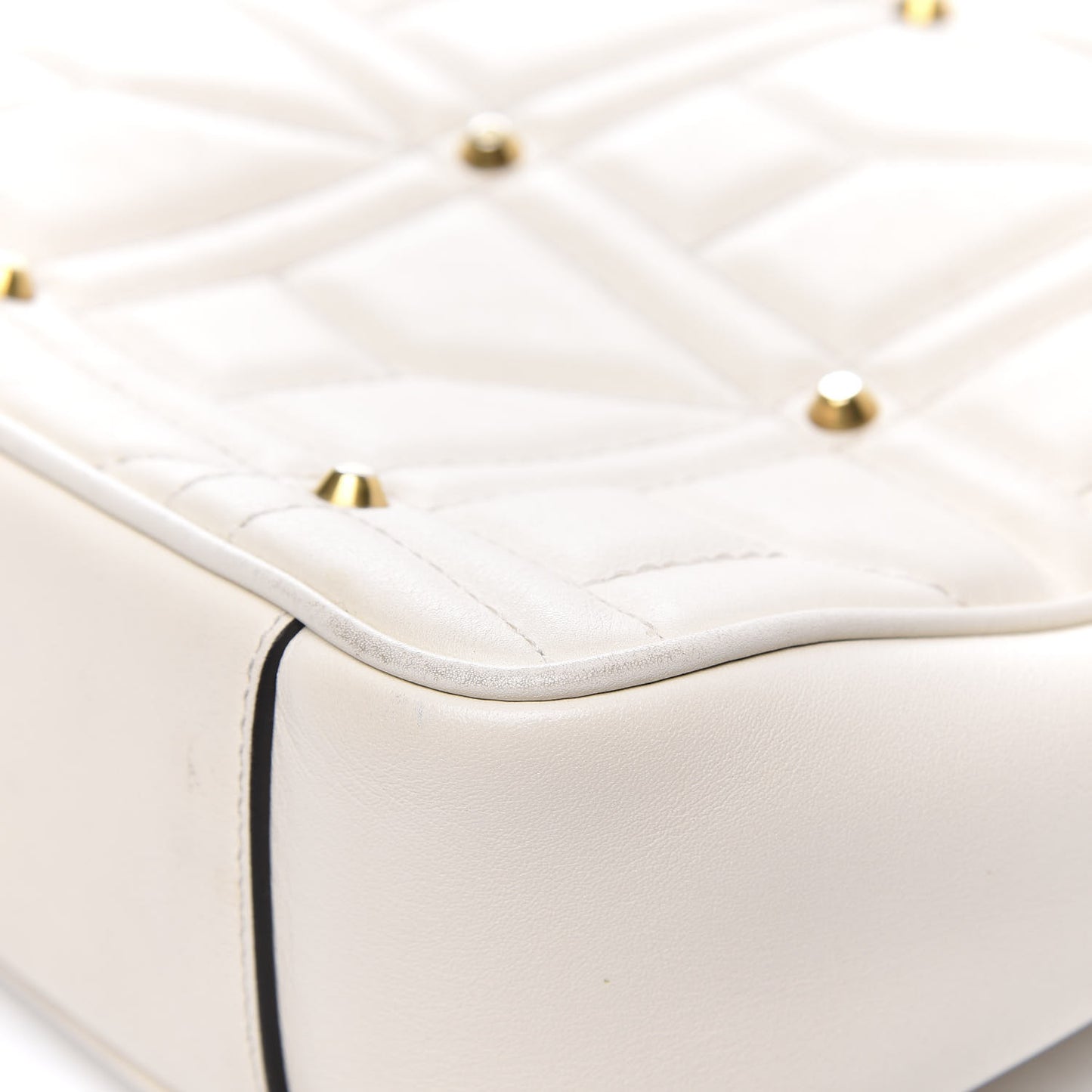 Calfskin Matelasse Studded Medium GG Marmont Shoulder Bag White