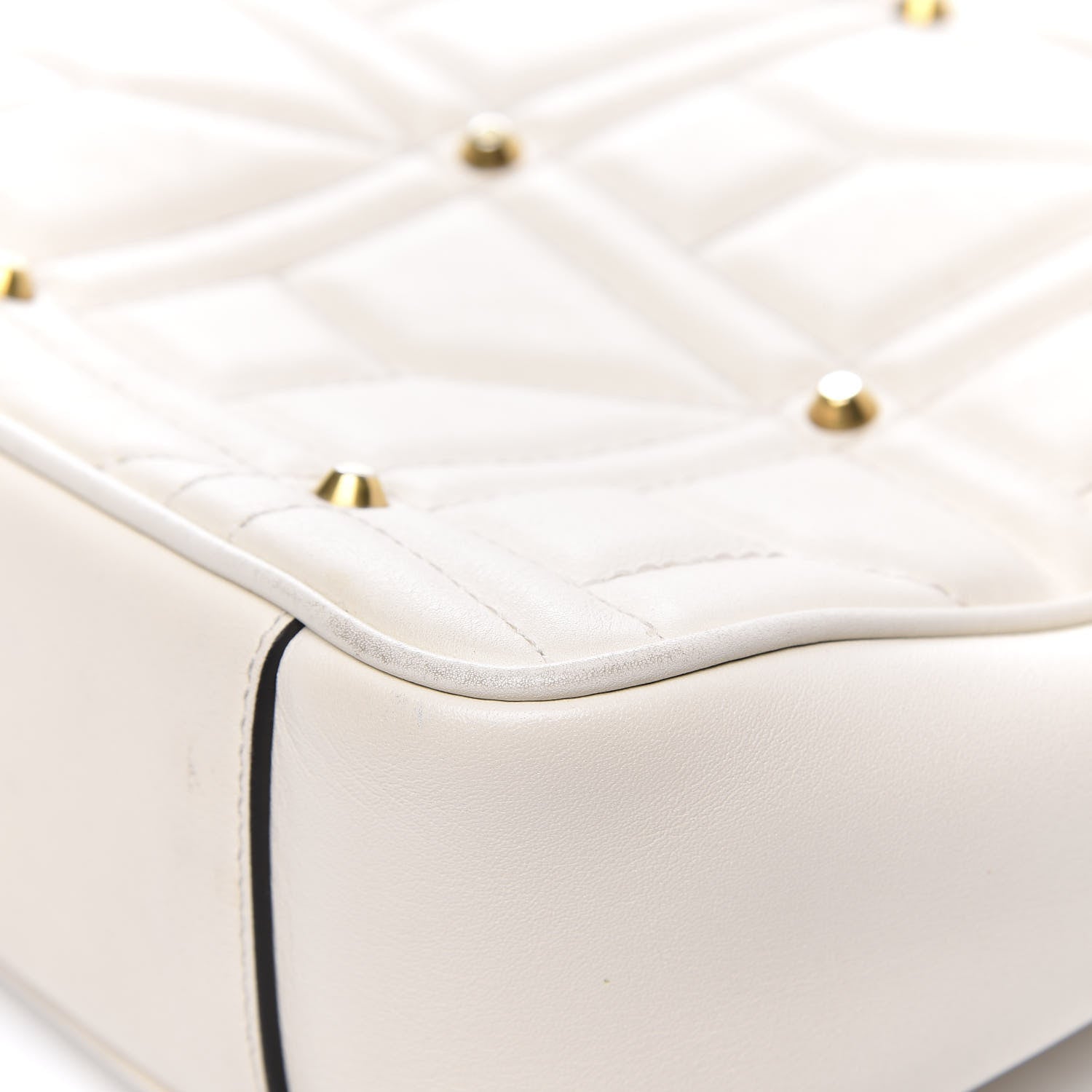 Gucci Calfskin Matelasse Studded Medium GG Marmont Shoulder Bag White 16 of 18