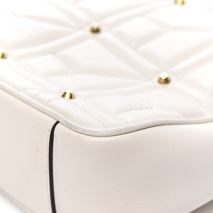 Gucci Calfskin Matelasse Studded Medium GG Marmont Shoulder Bag White 16 of 18