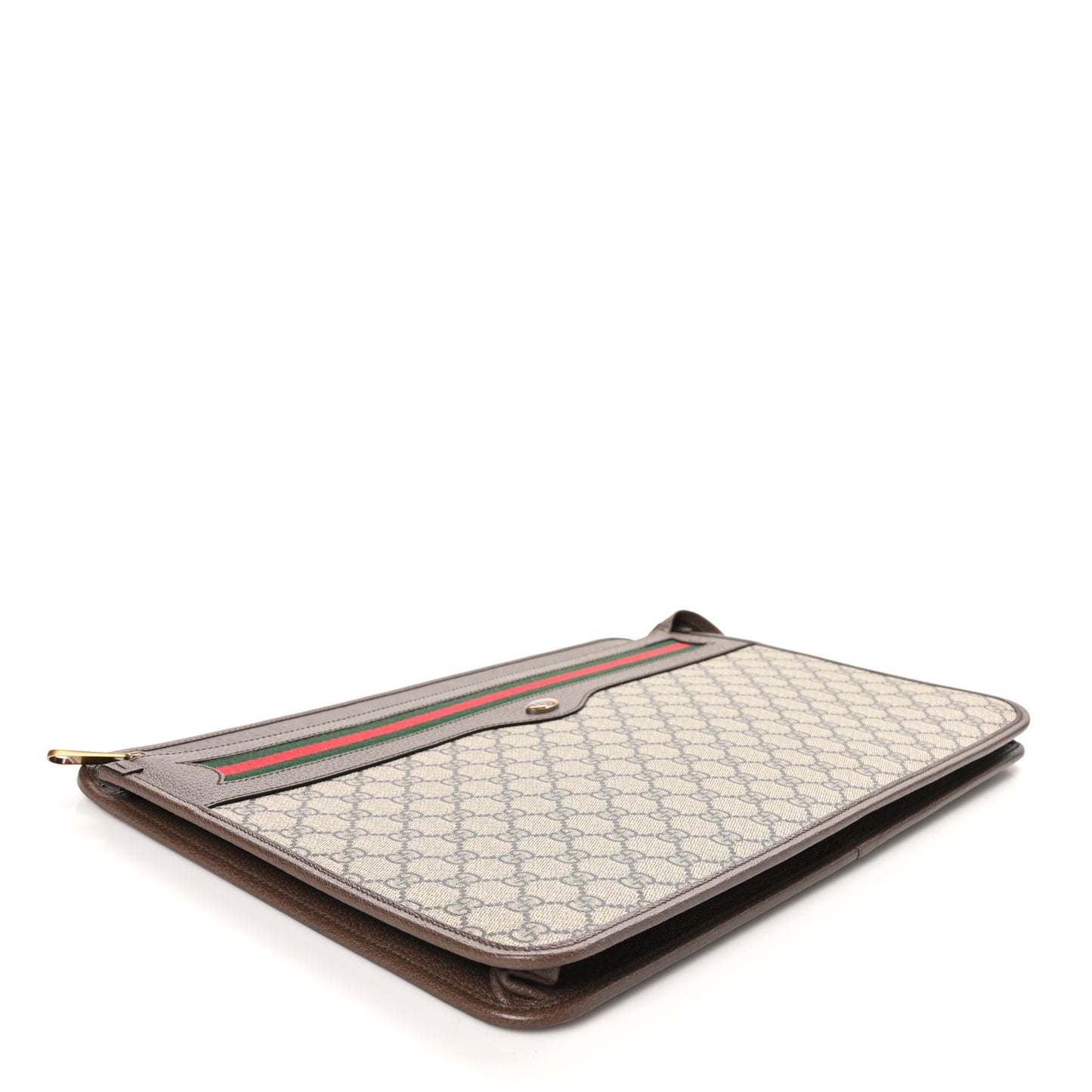 GG Supreme Monogram Textured Calfskin Web Ophidia Documents Holder Beige Ebony New Acero