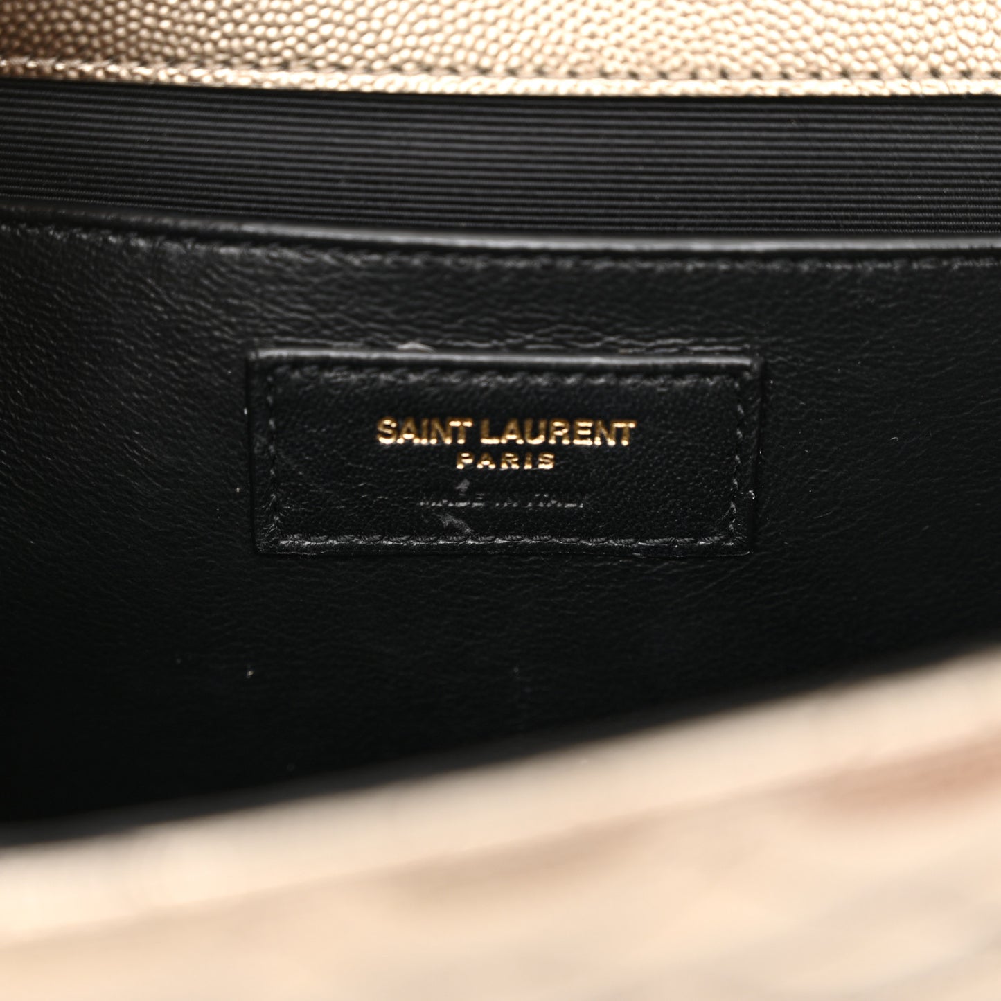 Metallic Grain De Poudre Textured Mixed Matelasse Triquilt Medium Monogram Satchel Gold