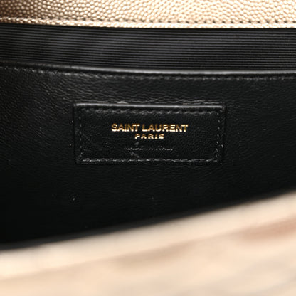 Saint Laurent Metallic Grain De Poudre Textured Mixed Matelasse Triquilt Medium Monogram Satchel Gold 6 of 16