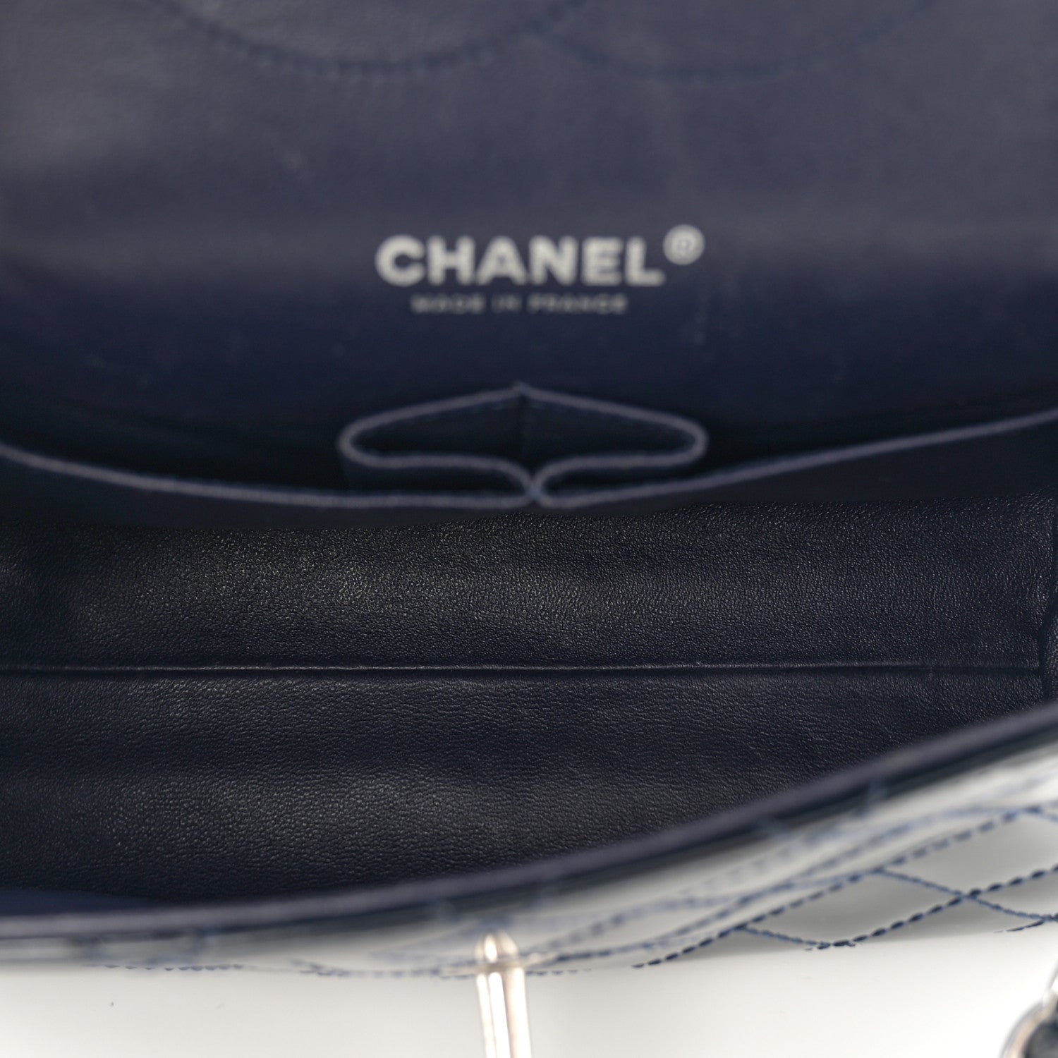 Chanel Patent Quilted Accordion Double Flap Navy Blue 5 of 10
