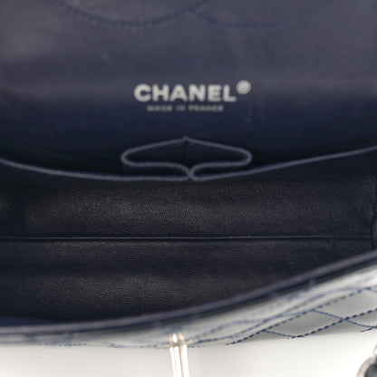 Chanel Patent Quilted Accordion Double Flap Navy Blue 5 of 10