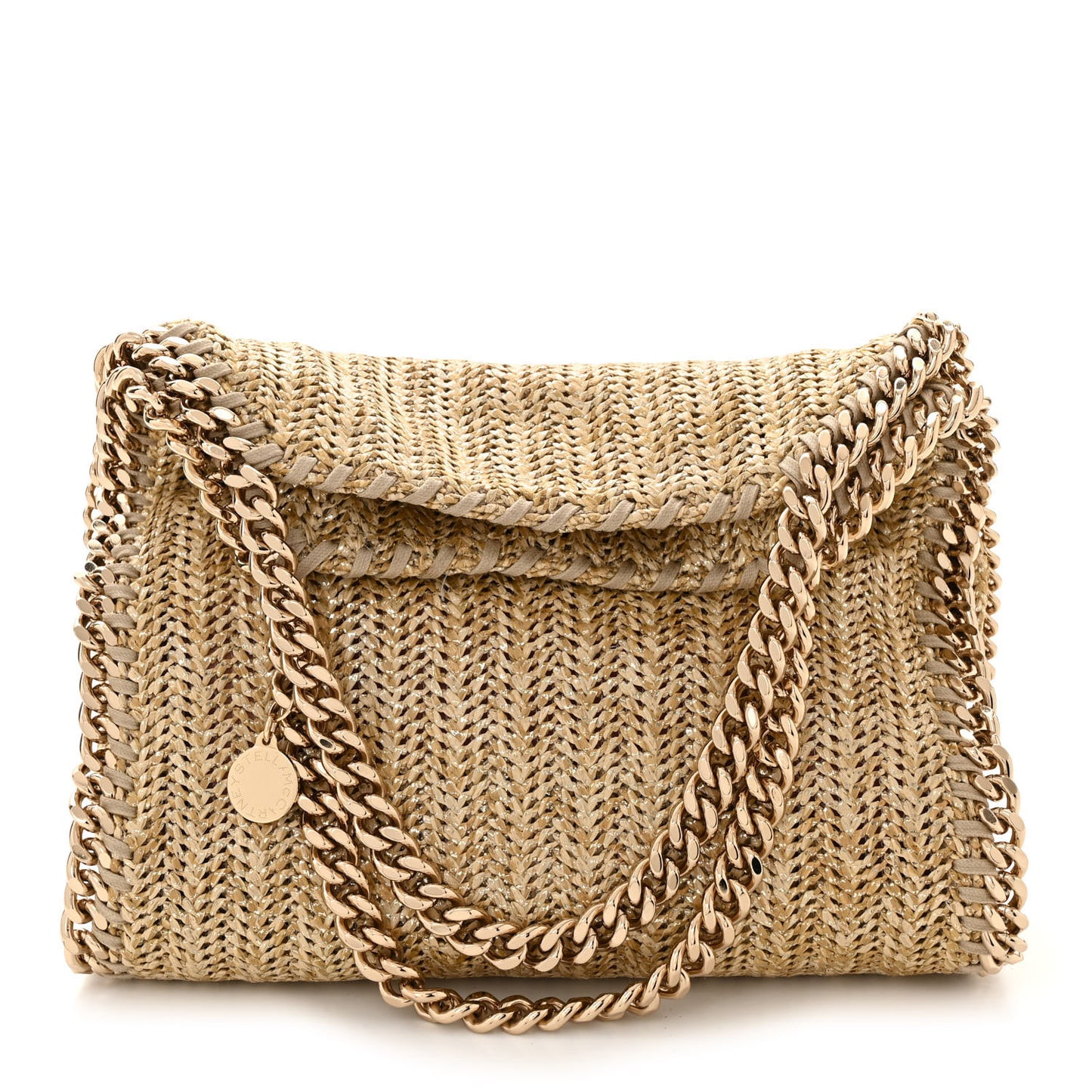 Metallic Raffia Mini Falabella Tote Gold
