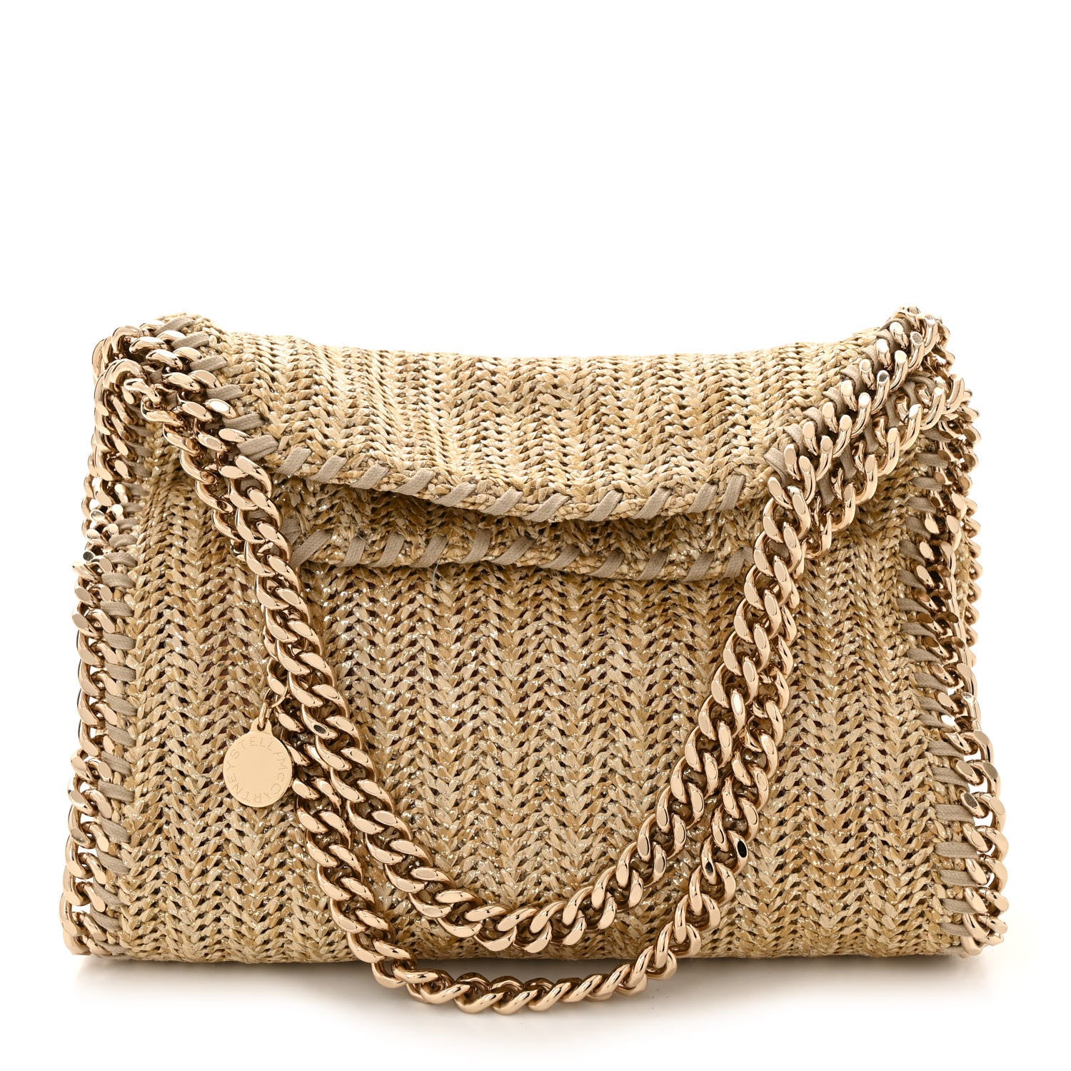 Stella McCartney Metallic Raffia Mini Falabella Tote Gold 1 of 10