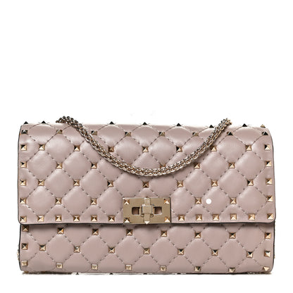 Valentino Garavani Lambskin Rockstud Spike Wallet on Chain Poudre 1 of 9