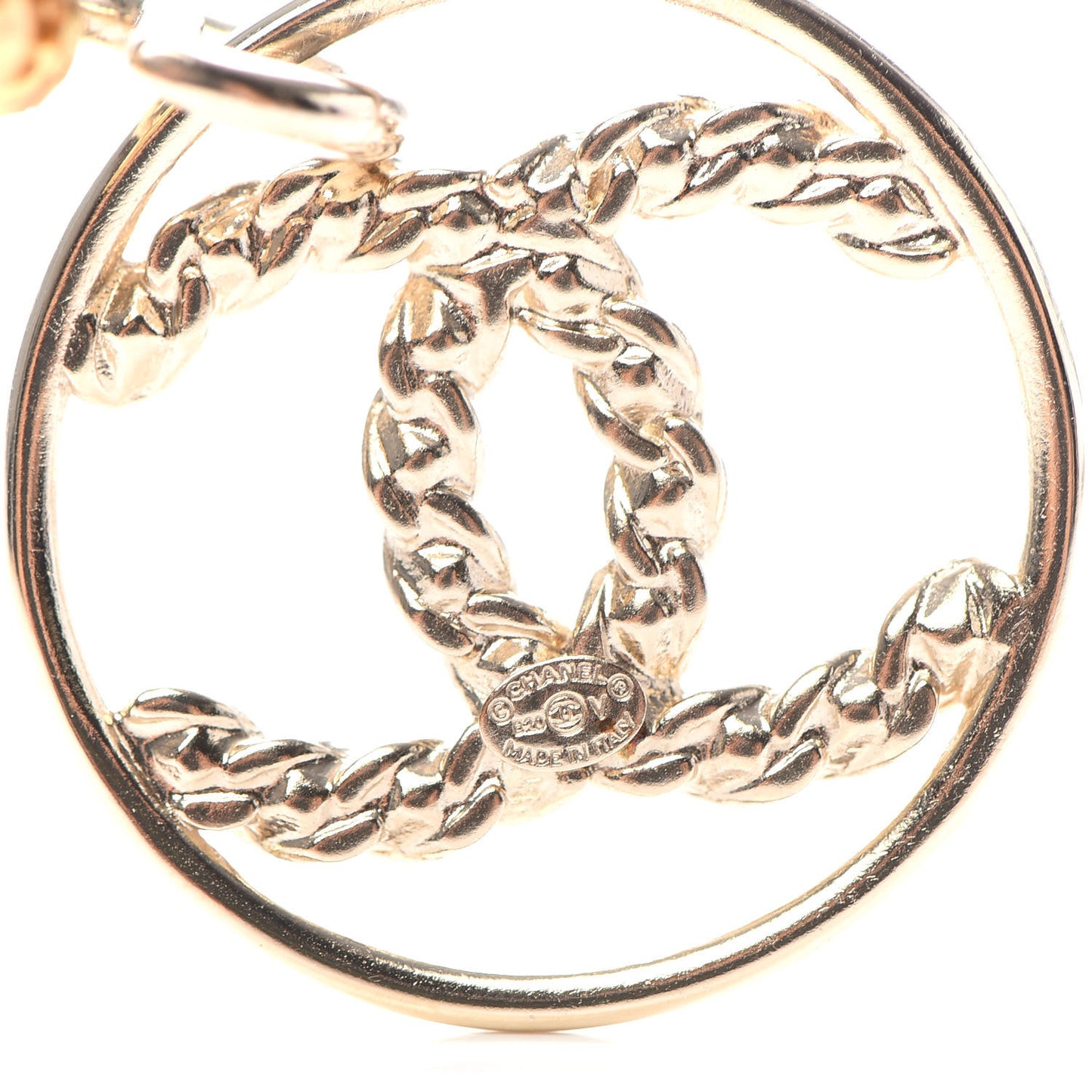 Crystal Chain Chanel Strass CC Drop Earrings Gold