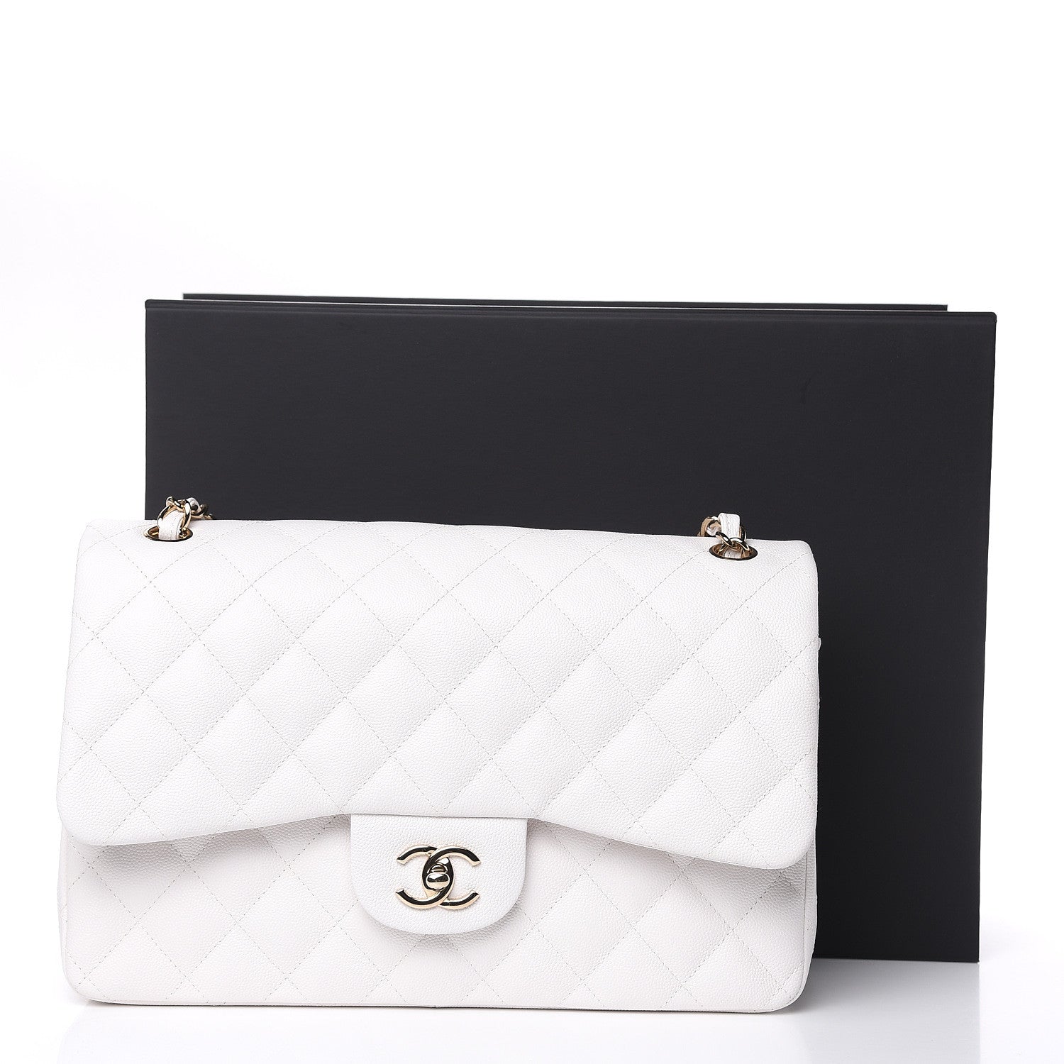 Chanel Caviar Quilted Jumbo Double Flap White 10 of 10