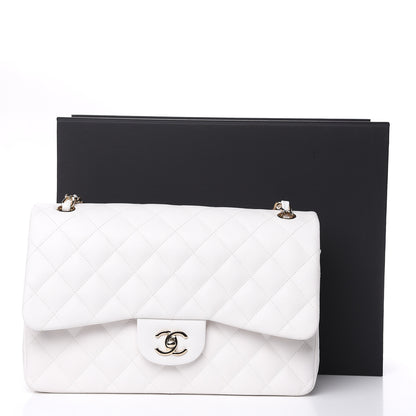 Chanel Caviar Quilted Jumbo Double Flap White 10 of 10