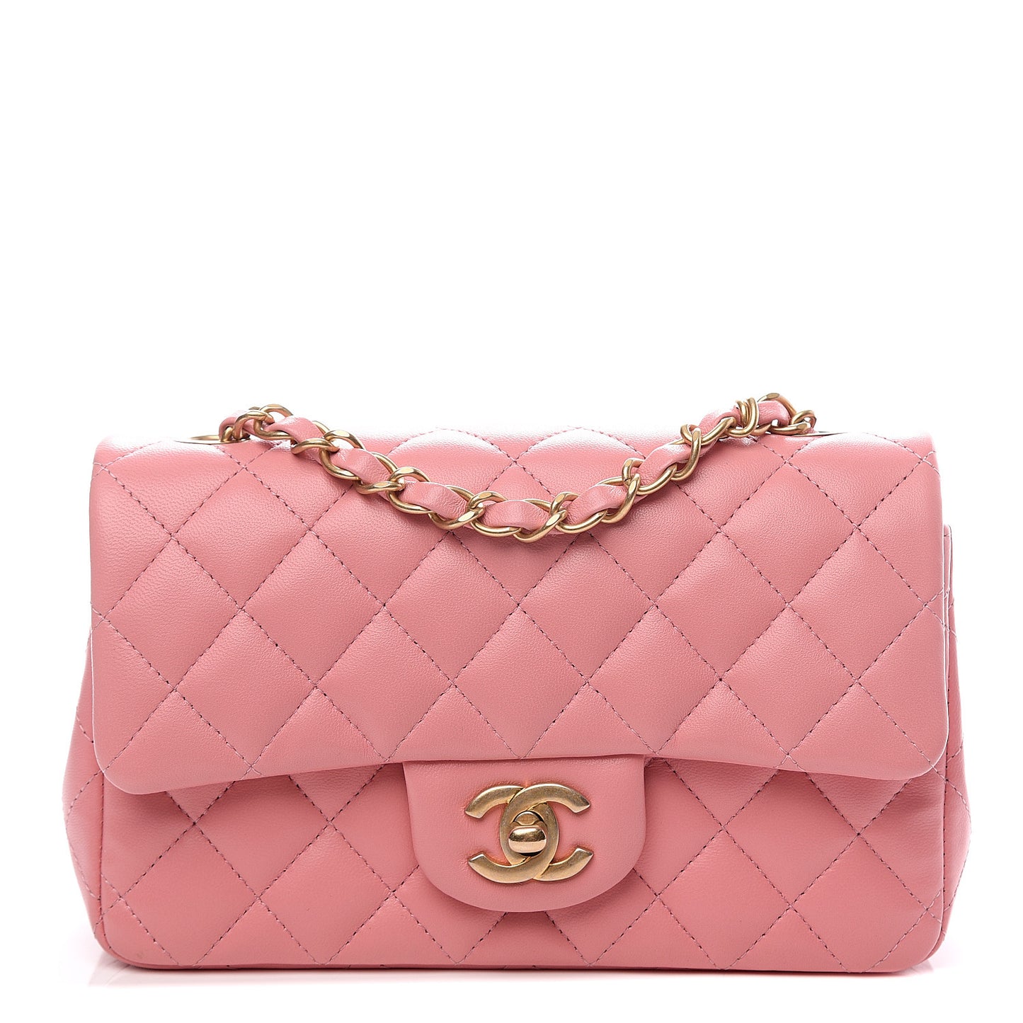 Lambskin Quilted Mini Rectangular Flap Pink