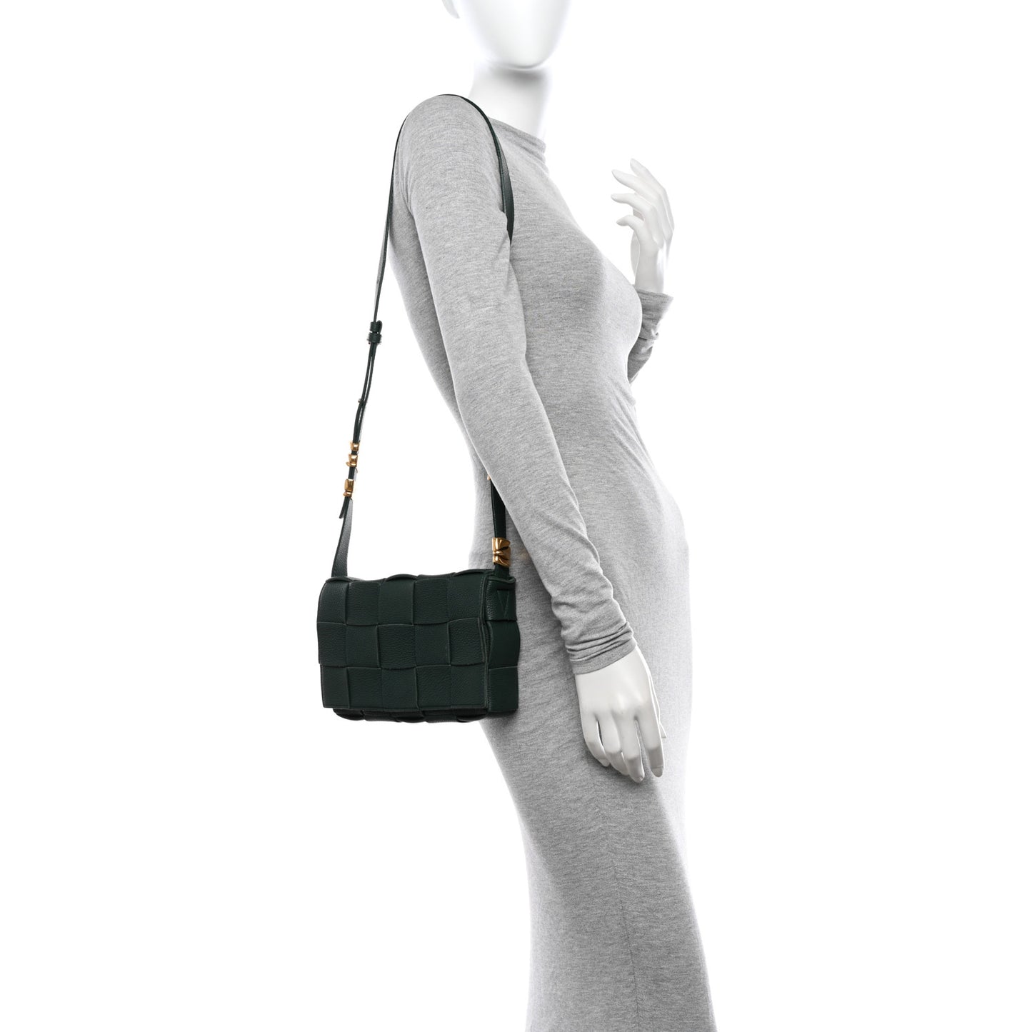 Grained Calfskin Maxi Intrecciato Cassette Crossbody Bag Raintree Green