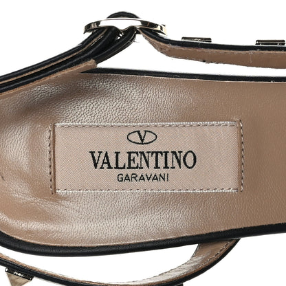 Valentino Garavani Pebbled Calfskin Rockstud Half d'Orsay Slingback 50mm Pumps 37 Black 7 of 9