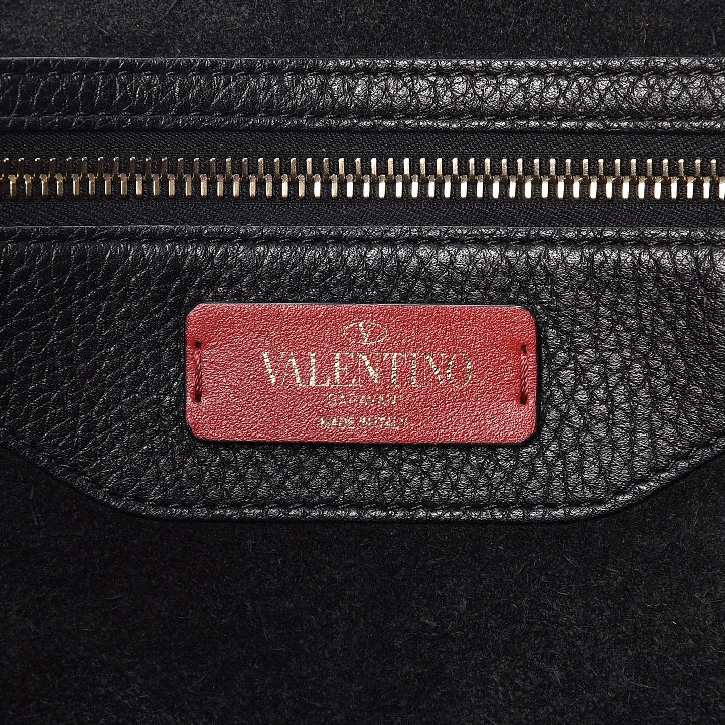 Grained Calfskin Rockstud Shoulder Tote Black