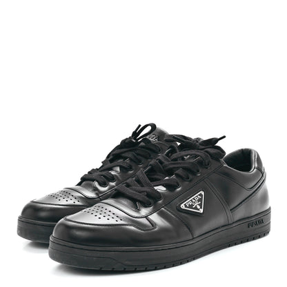 Prada Vitello Rois Metal Triangle Logo Mens Downtown Low Top Sneakers 11 Black 3 of 9