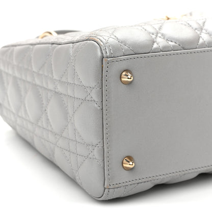 Christian Dior Pearly Lambskin Cannage Medium Lady Dior Grey 9 of 10