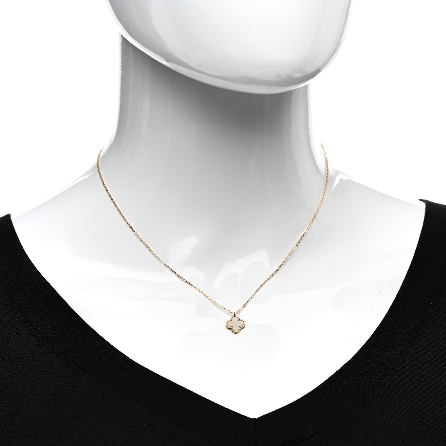 Van Cleef & Arpels 18K Yellow Gold Mother of Pearl Sweet Alhambra Pendant Necklace 2 of 5