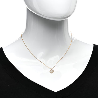 Van Cleef & Arpels 18K Yellow Gold Mother of Pearl Sweet Alhambra Pendant Necklace 2 of 5