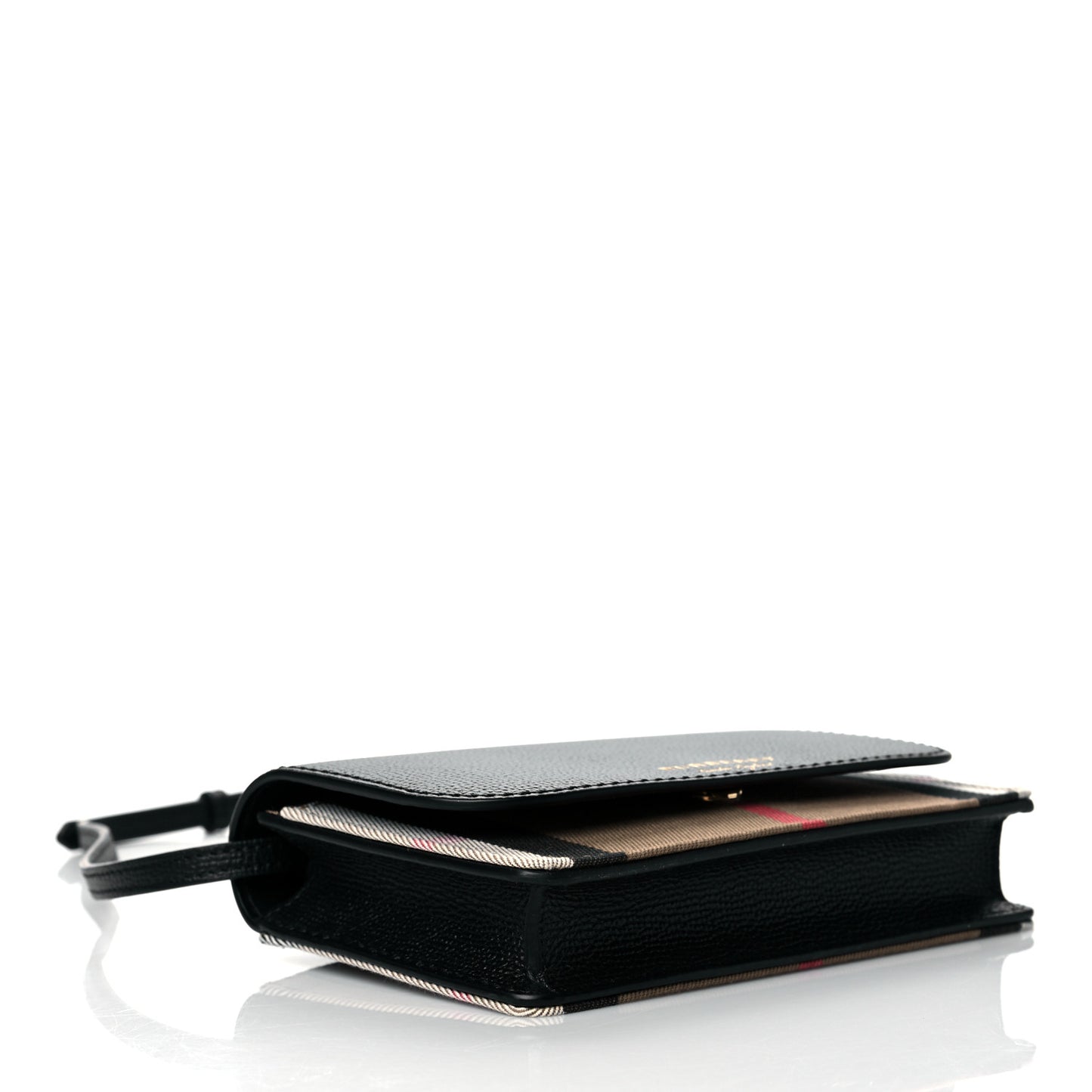 Derby Calfskin House Check Wallet On Chain Black