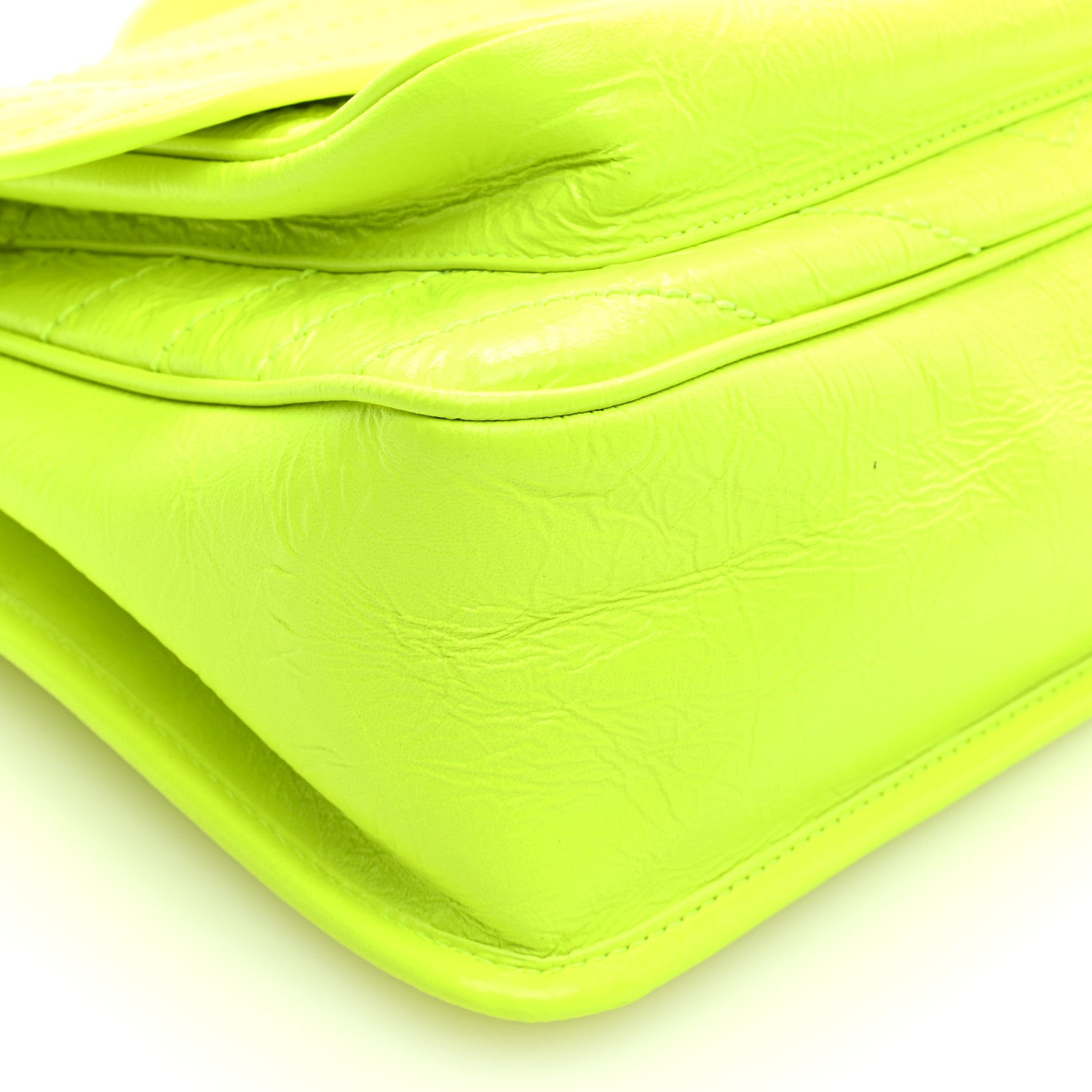 Saint Laurent Crinkled Calfskin Matelasse Monogram Medium Niki Chain Satchel Neon Yellow 8 of 9