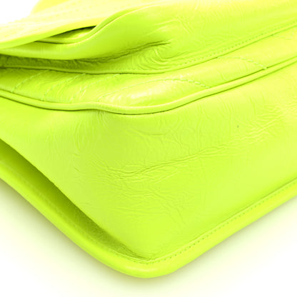 Saint Laurent Crinkled Calfskin Matelasse Monogram Medium Niki Chain Satchel Neon Yellow 8 of 9