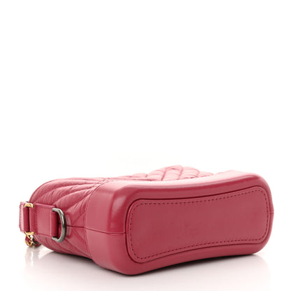 Chanel Aged Calfskin Chevron Quilted Small Gabrielle Hobo Dark Pink 4 of 12
