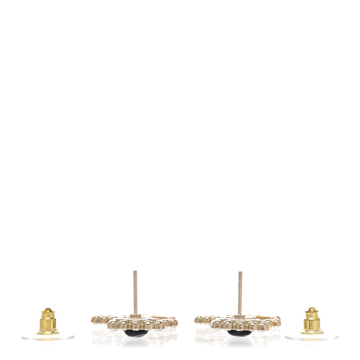 Metal Crystal CC Drop Earrings Gold Black