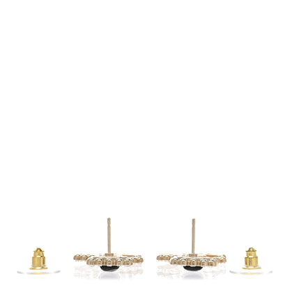 Chanel Metal Crystal CC Drop Earrings Gold Black 3 of 5
